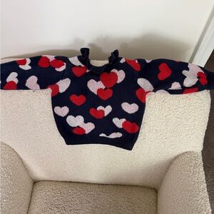 Janie and Jack  Heart Pattern Ruffle Neck Sweater
